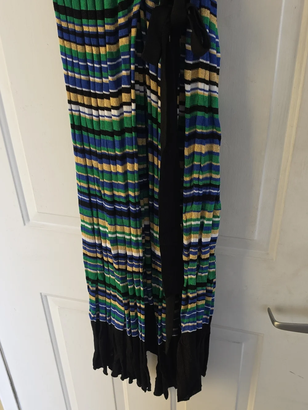 MAJE Ramacca Striped Knitted Maxi Wrap Dress